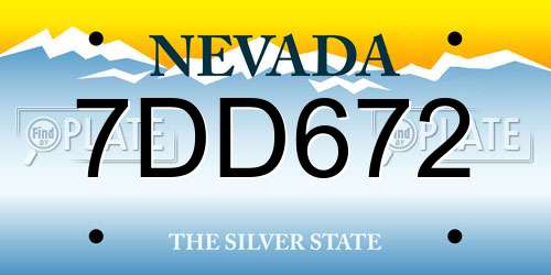 7DD672 Nevada License Plate