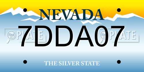7DDA07 Nevada License Plate