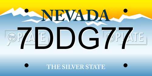7DDG77 Nevada License Plate