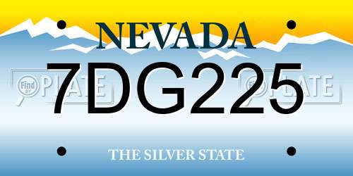 7DG225 Nevada License Plate