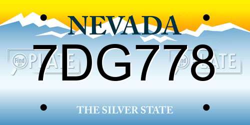 7DG778 Nevada License Plate