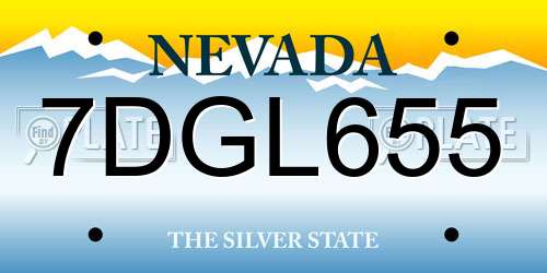 7DGL655 Nevada License Plate