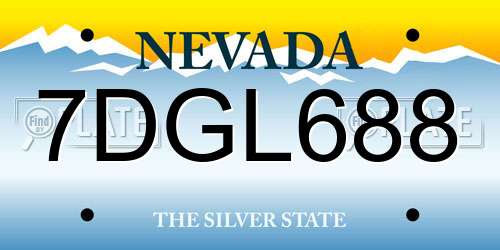 7DGL688 Nevada License Plate