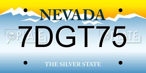 7DGT75 Nevada License Plate