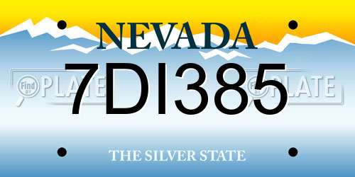 7DI385 Nevada License Plate