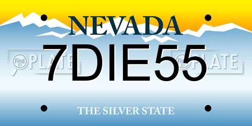 7DIE55 Nevada License Plate