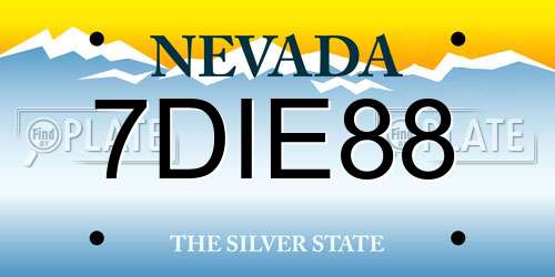 7DIE88 Nevada License Plate