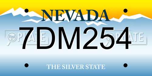 7DM254 Nevada License Plate