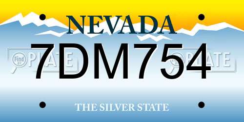 7DM754 Nevada License Plate