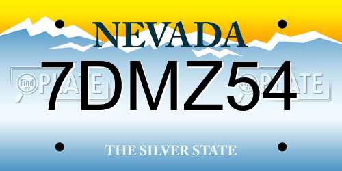 7DMZ54 Nevada License Plate