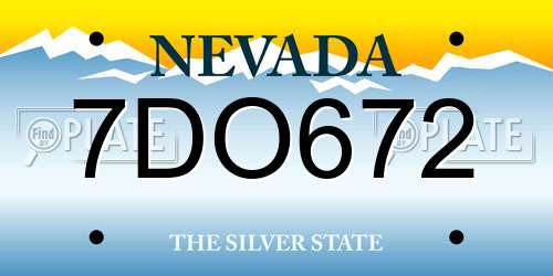 7DO672 Nevada License Plate