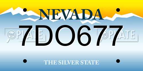 7DO677 Nevada License Plate