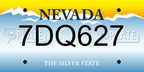 7DQ627 Nevada License Plate