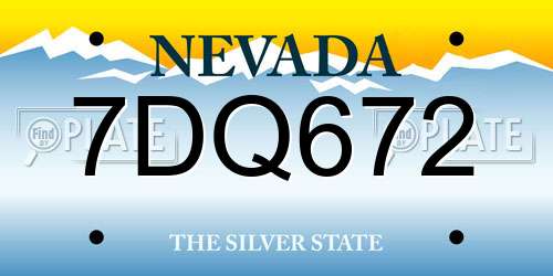 7DQ672 Nevada License Plate