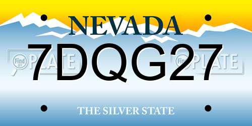 7DQG27 Nevada License Plate