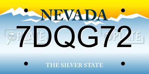 7DQG72 Nevada License Plate