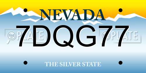 7DQG77 Nevada License Plate