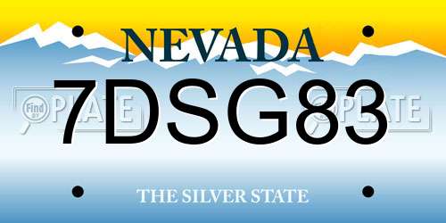 7DSG83 Nevada License Plate