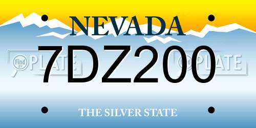 7DZ200 Nevada License Plate
