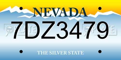 7DZ3479 Nevada License Plate