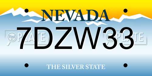 7DZW33 Nevada License Plate