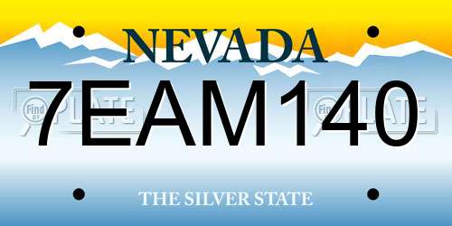 7EAM140 Nevada License Plate