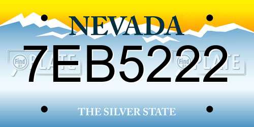 7EB5222 Nevada License Plate