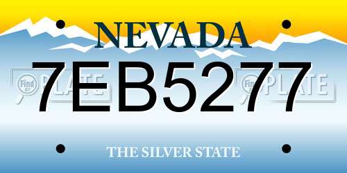 7EB5277 Nevada License Plate