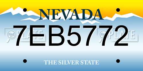7EB5772 Nevada License Plate