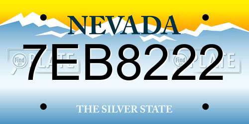 7EB8222 Nevada License Plate