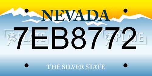 7EB8772 Nevada License Plate