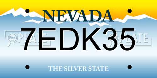 7EDK35 Nevada License Plate