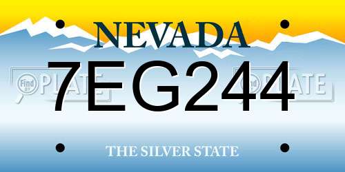 7EG244 Nevada License Plate