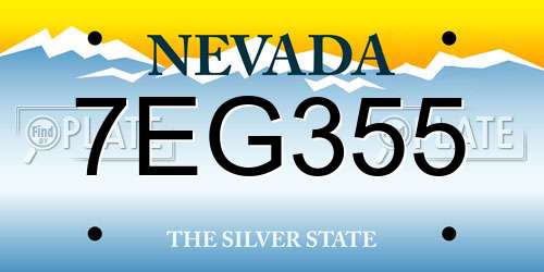 7EG355 Nevada License Plate