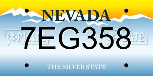 7EG358 Nevada License Plate