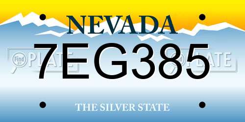 7EG385 Nevada License Plate
