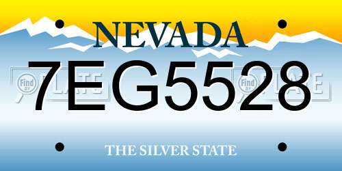 7EG5528 Nevada License Plate