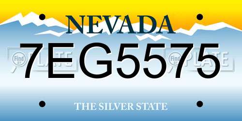 7EG5575 Nevada License Plate