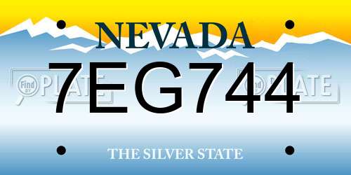 7EG744 Nevada License Plate