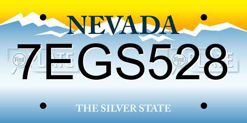 7EGS528 Nevada License Plate