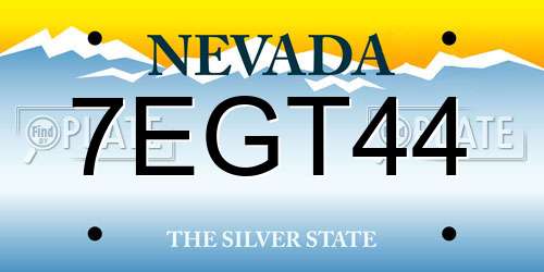 7EGT44 Nevada License Plate