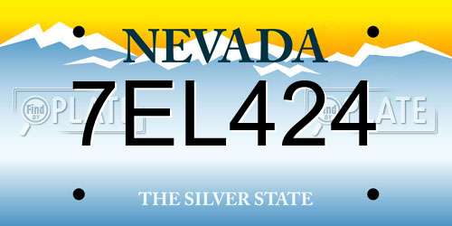 7EL424 Nevada License Plate