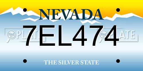 7EL474 Nevada License Plate
