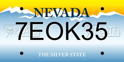 7EOK35 Nevada License Plate