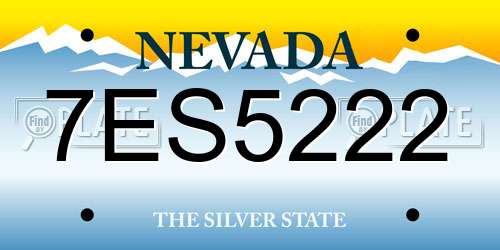 7ES5222 Nevada License Plate