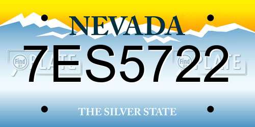 7ES5722 Nevada License Plate