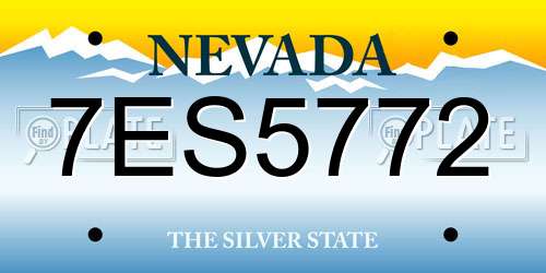 7ES5772 Nevada License Plate