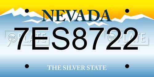 7ES8722 Nevada License Plate
