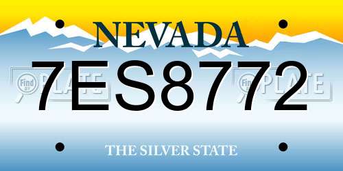 7ES8772 Nevada License Plate