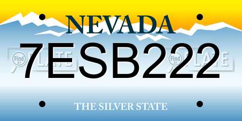 7ESB222 Nevada License Plate